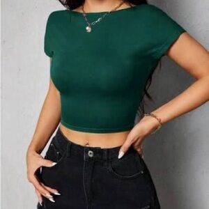 Women's Black, White, and Green Tops